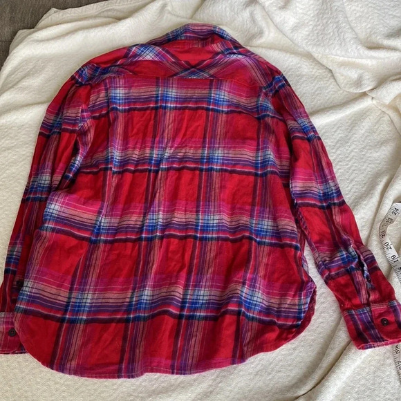 Orvis Xl plaid flannel shirt red and blue - Picture 9 of 9